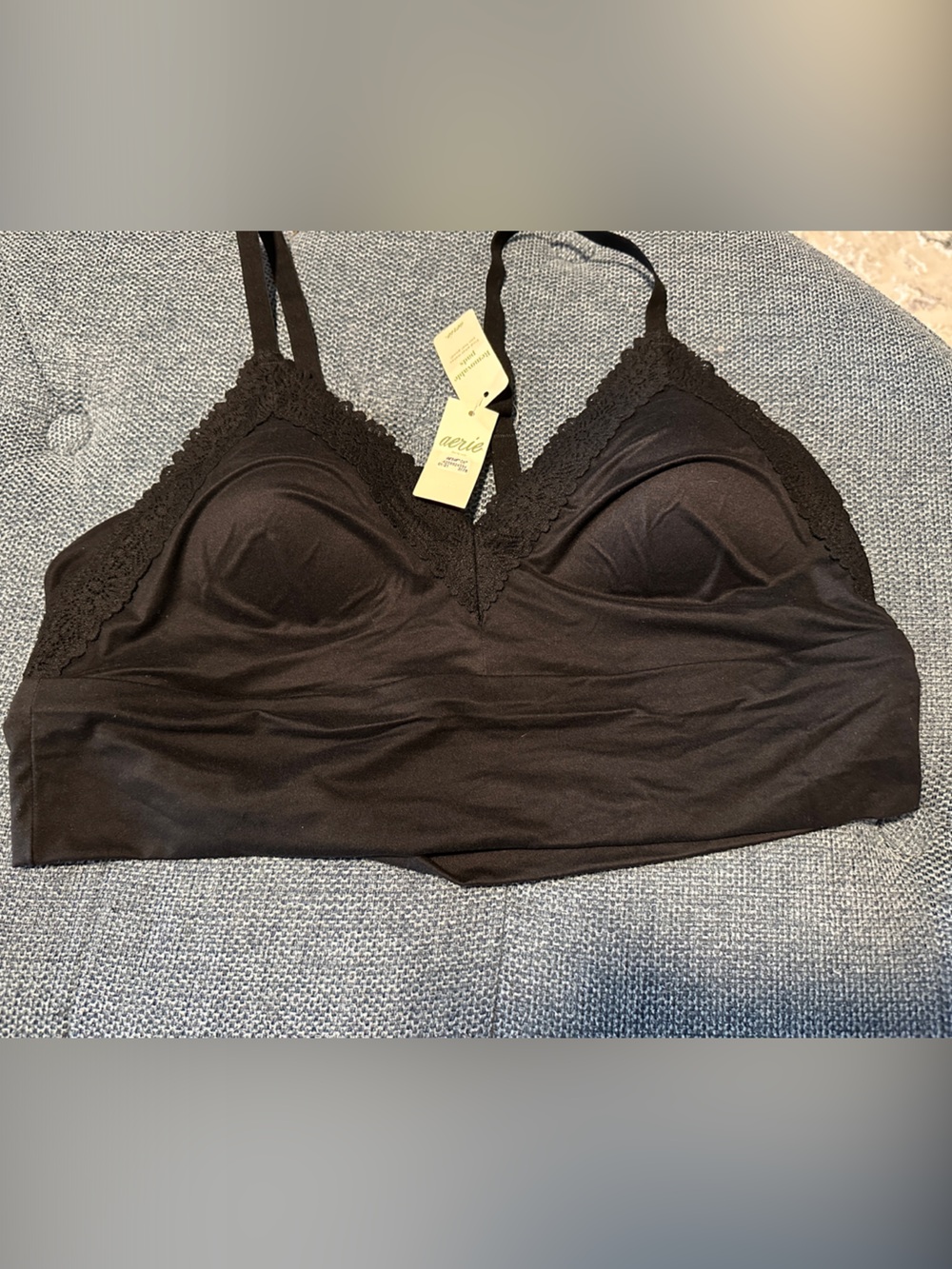 aerie Black Lace-Trim Wireless Bralette